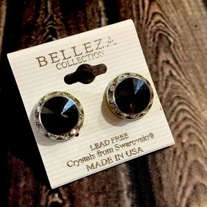Belleza Collection Swarovski Black Crystal Earrings